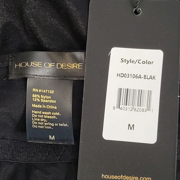 House Of Desire Black See Through Mesh Bustier Dress W/Garters Sz Medium W/Flaws - Picture 10 of 11